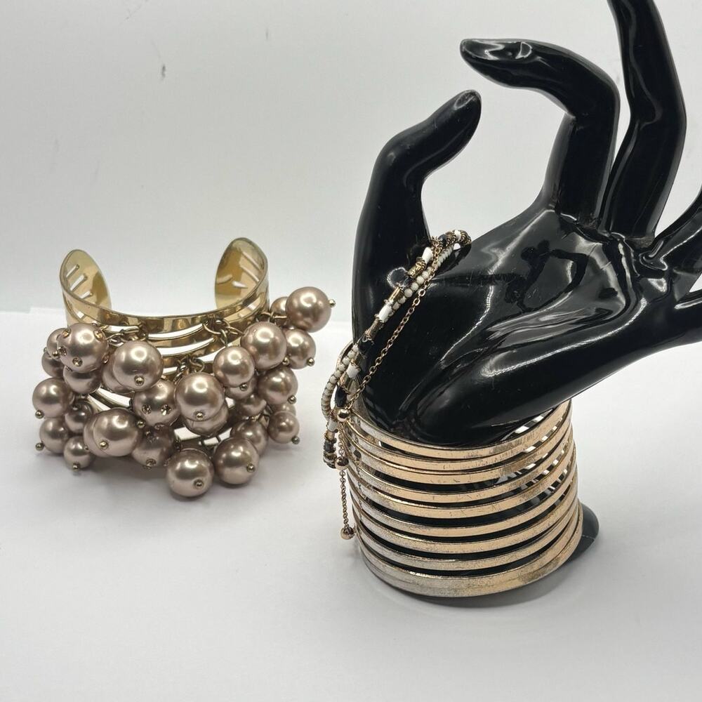 Gold Cluster Beaded Bracelet Bundle